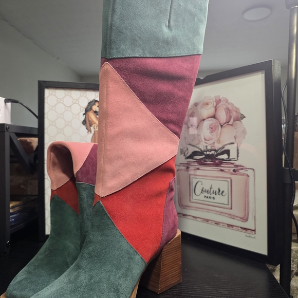 Chelsea & Violet Multicolor Patchwork Heeled Boots - Picture 2 of 7